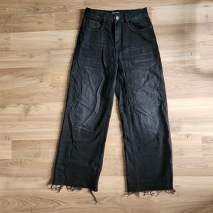 FRANK AND OAK wide leg black denim, size 25
